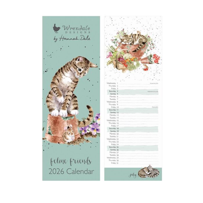 Wrendale Designs Feline Friends Slim Calendar 2026